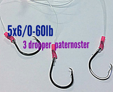 5 x 3 Drop paternoster rigs 60lb 6/0 circle