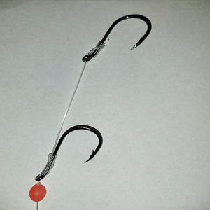 5 x Running Snell Gang 3/0-30lb with Luminescent Orange Bead