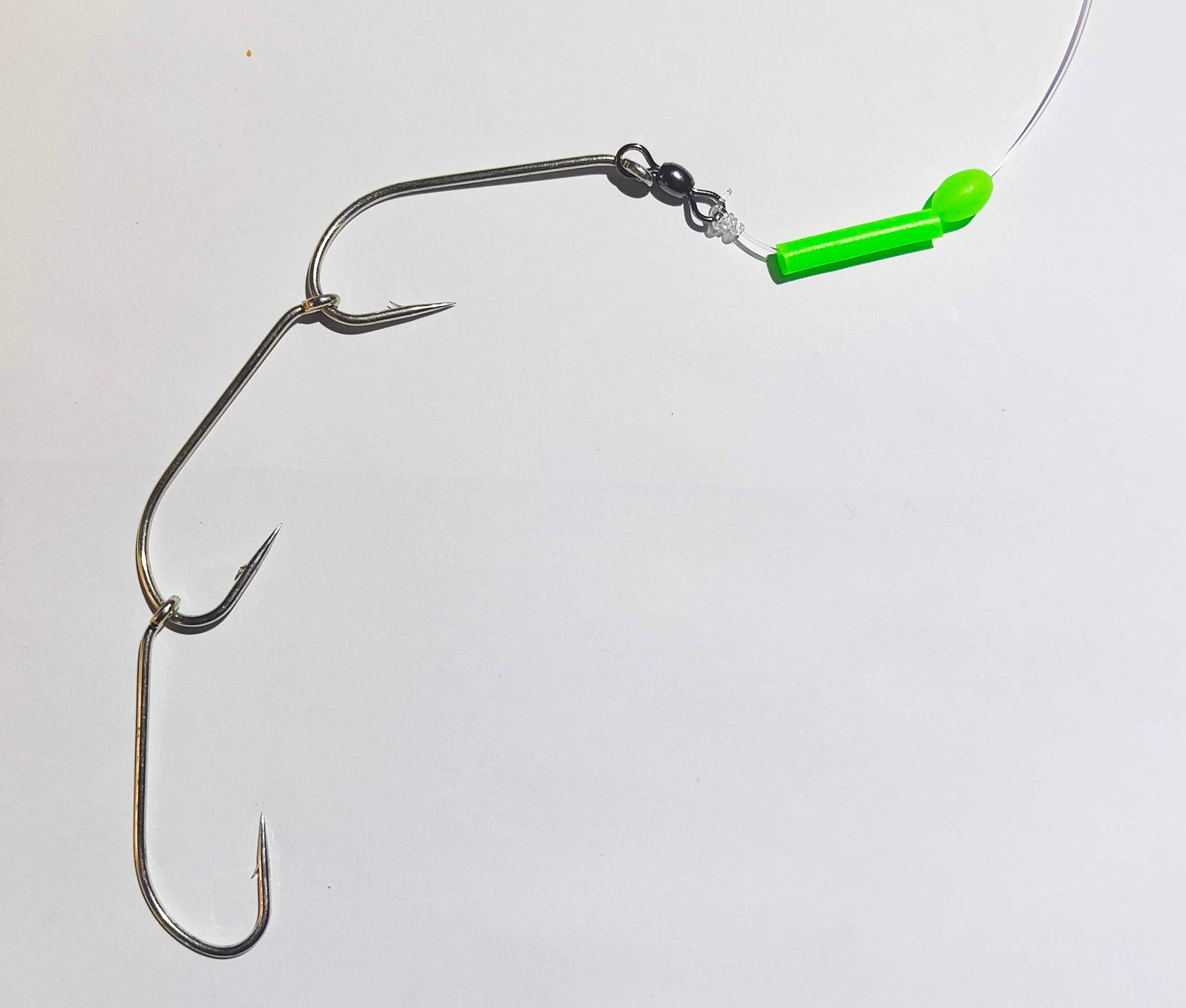 5 x 6/0 60lb gangs with green luminescent tube and bead –