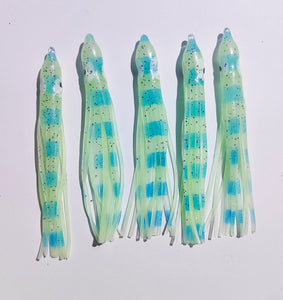 30 x 9cm Luminous Silicon Squid Skirts Multi Colour Pack